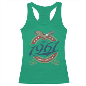 65th Birthday Beer Lover Vintage 1961 Limited Edition Racerback Tank Top Bald Eagle
