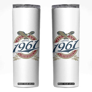 65th Birthday Beer Lover Vintage 1961 Limited Edition Skinny Tumbler Bald Eagle