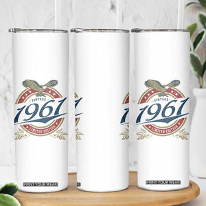 65th Birthday Beer Lover Vintage 1961 Limited Edition Skinny Tumbler Bald Eagle