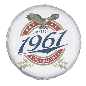 65th Birthday Beer Lover Vintage 1961 Limited Edition Spare Tire Cover Bald Eagle