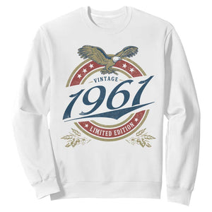 65th Birthday Beer Lover Vintage 1961 Limited Edition Sweatshirt Bald Eagle
