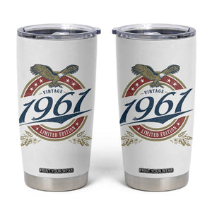 65th Birthday Beer Lover Vintage 1961 Limited Edition Tumbler Cup Bald Eagle