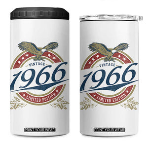 60th Birthday Beer Lover Vintage 1966 Limited Edition 4 in 1 Can Cooler Tumbler Bald Eagle