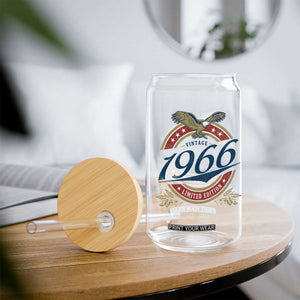 60th Birthday Beer Lover Vintage 1966 Limited Edition Glass Can Bald Eagle