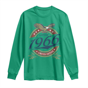 60th Birthday Beer Lover Vintage 1966 Limited Edition Long Sleeve Shirt Bald Eagle