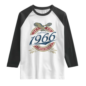 60th Birthday Beer Lover Vintage 1966 Limited Edition Raglan Shirt Bald Eagle