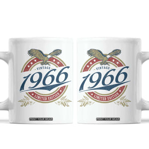 60th Birthday Beer Lover Vintage 1966 Limited Edition Coffee Mug Bald Eagle