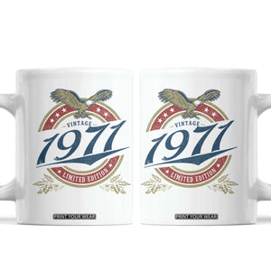 55th Birthday Beer Lover Vintage 1971 Limited Edition Coffee Mug Bald Eagle