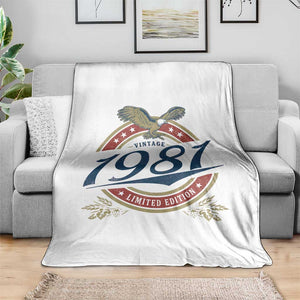 45th Birthday Beer Lover Vintage 1981 Limited Edition Throw Blanket Bald Eagle