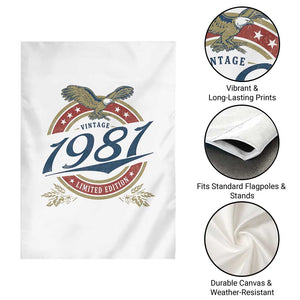 45th Birthday Beer Lover Vintage 1981 Limited Edition Garden Flag Bald Eagle
