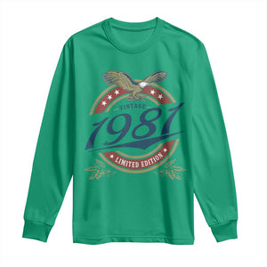 45th Birthday Beer Lover Vintage 1981 Limited Edition Long Sleeve Shirt Bald Eagle