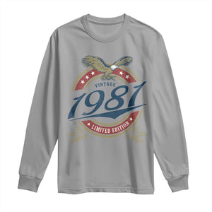 45th Birthday Beer Lover Vintage 1981 Limited Edition Long Sleeve Shirt Bald Eagle