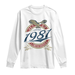 45th Birthday Beer Lover Vintage 1981 Limited Edition Long Sleeve Shirt Bald Eagle