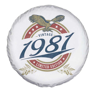 45th Birthday Beer Lover Vintage 1981 Limited Edition Spare Tire Cover Bald Eagle