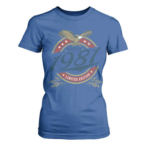45th Birthday Beer Lover Vintage 1981 Limited Edition T Shirt For Women Bald Eagle