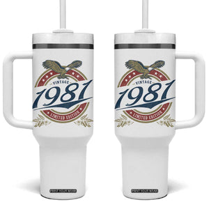 45th Birthday Beer Lover Vintage 1981 Limited Edition Tumbler With Handle Bald Eagle