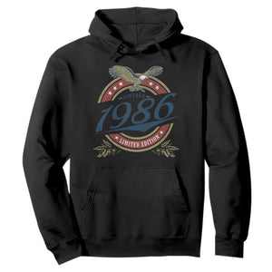 40th Birthday Beer Lover Vintage 1986 Limited Edition Hoodie Bald Eagle