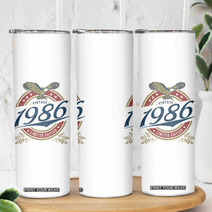 40th Birthday Beer Lover Vintage 1986 Limited Edition Skinny Tumbler Bald Eagle