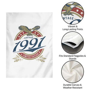 35th Birthday Beer Lover Vintage 1991 Limited Edition Garden Flag Bald Eagle