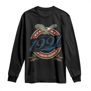 35th Birthday Beer Lover Vintage 1991 Limited Edition Long Sleeve Shirt Bald Eagle