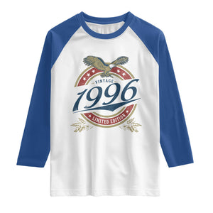 30th Birthday Beer Lover Vintage 1996 Limited Edition Raglan Shirt Bald Eagle