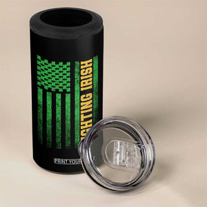 Vintage Fighting Irish Shamrock American Flag 4 in 1 Can Cooler Tumbler