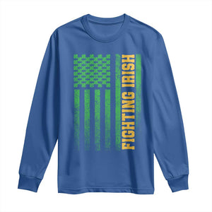 Vintage Fighting Irish Shamrock American Flag Long Sleeve Shirt