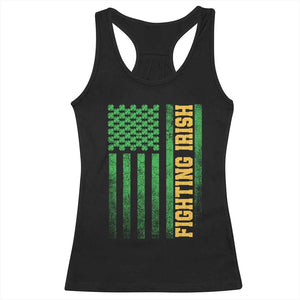 Vintage Fighting Irish Shamrock American Flag Racerback Tank Top