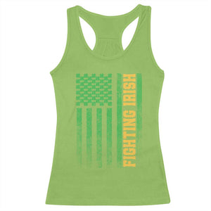 Vintage Fighting Irish Shamrock American Flag Racerback Tank Top