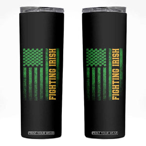 Vintage Fighting Irish Shamrock American Flag Skinny Tumbler