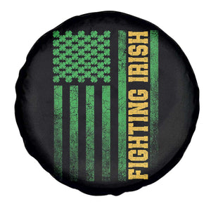 Vintage Fighting Irish Shamrock American Flag Spare Tire Cover