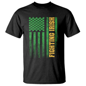 Vintage Fighting Irish Shamrock American Flag T Shirt