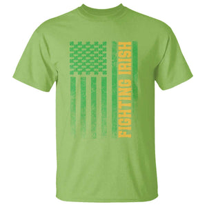 Vintage Fighting Irish Shamrock American Flag T Shirt