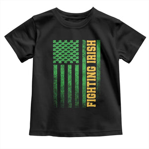Vintage Fighting Irish Shamrock American Flag Toddler T Shirt
