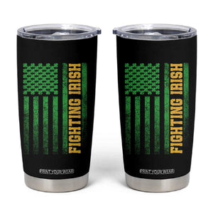 Vintage Fighting Irish Shamrock American Flag Tumbler Cup