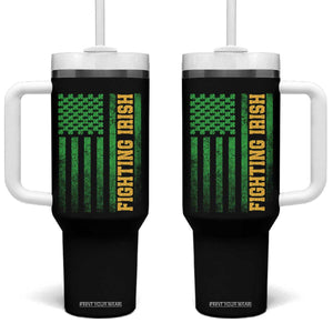 Vintage Fighting Irish Shamrock American Flag Tumbler With Handle
