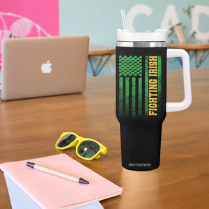Vintage Fighting Irish Shamrock American Flag Tumbler With Handle