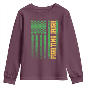 Vintage Fighting Irish Shamrock American Flag Youth Sweatshirt