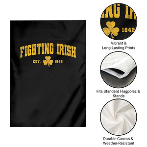 Fighting Irish Est 1842 Garden Flag Vintage Varsity Sports Jersey Style Gold Shamrock