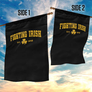 Fighting Irish Est 1842 Garden Flag Vintage Varsity Sports Jersey Style Gold Shamrock