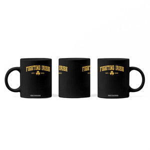 Fighting Irish Est 1842 Coffee Mug Vintage Varsity Sports Jersey Style Gold Shamrock