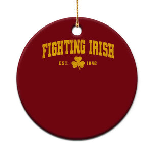 Fighting Irish Est 1842 Ceramic Ornament Vintage Varsity Sports Jersey Style Gold Shamrock