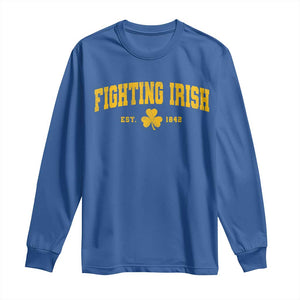 Fighting Irish Est 1842 Long Sleeve Shirt Vintage Varsity Sports Jersey Style Gold Shamrock