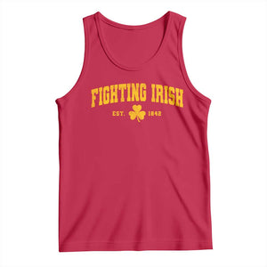 Fighting Irish Est 1842 Tank Top Vintage Varsity Sports Jersey Style Gold Shamrock