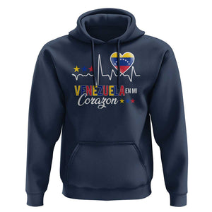 Venezuelan Pride Hoodie Venezuela En Mi Corazon Heartbeat Flag Star TS11 Navy Print Your Wear