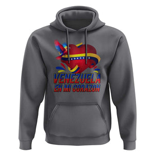 Venezuelan Pride Hoodie Venezuela En Mi Corazon Heart Flag Bird TS11 Charcoal Print Your Wear