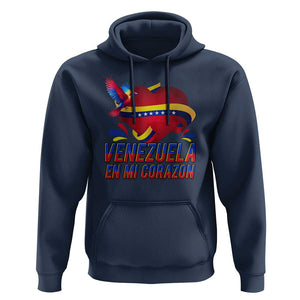 Venezuelan Pride Hoodie Venezuela En Mi Corazon Heart Flag Bird TS11 Navy Print Your Wear