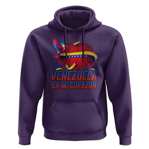 Venezuelan Pride Hoodie Venezuela En Mi Corazon Heart Flag Bird TS11 Purple Print Your Wear