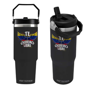 Venezuelan Pride Flip Straw Tumbler Te Quiero Libre Venezuela Flag Wings TS11 One Size: 30 oz Black Print Your Wear