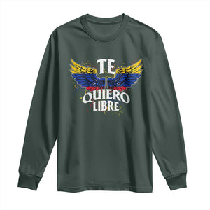 Venezuelan Pride Long Sleeve Shirt Te Quiero Libre Venezuela Flag Wings TS11 Dark Forest Green Print Your Wear